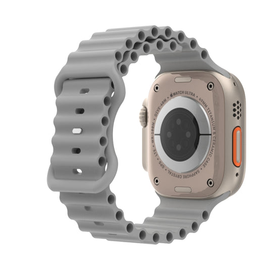 Ocean Style Silicone Watch Band For Apple Watch Ultra 49mm&Watch Ultra 2 49mm / Series 9&8&7 45mm / SE 3&SE 2&6&SE&5&4 44mm / 3&2&1 42mm(Grey) by bashfashion