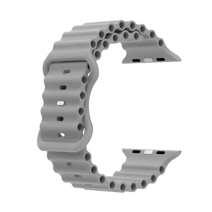 Ocean Style Silicone Watch Band For Apple Watch Ultra 49mm&Watch Ultra 2 49mm / Series 9&8&7 45mm / SE 3&SE 2&6&SE&5&4 44mm / 3&2&1 42mm(Grey) by bashfashion