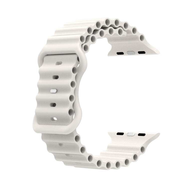 Ocean Style Silicone Watch Band For Apple Watch Ultra 49mm&Watch Ultra 2 49mm / Series 9&8&7 45mm / SE 3&SE 2&6&SE&5&4 44mm / 3&2&1 42mm(White) by bashfashion