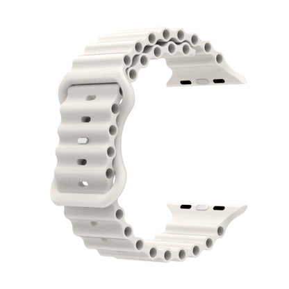 Ocean Style Silicone Watch Band For Apple Watch Ultra 49mm&Watch Ultra 2 49mm / Series 9&8&7 45mm / SE 3&SE 2&6&SE&5&4 44mm / 3&2&1 42mm(White) by bashfashion