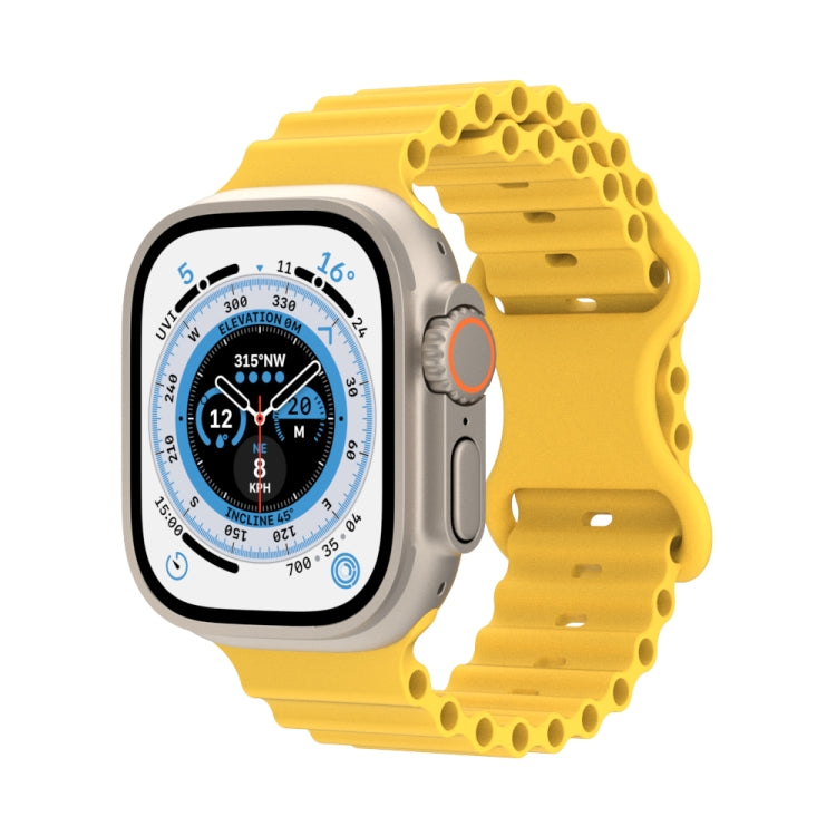 Ocean Style Silicone Watch Band For Apple Watch Ultra 49mm&Watch Ultra 2 49mm / Series 9&8&7 45mm / SE 3&SE 2&6&SE&5&4 44mm / 3&2&1 42mm(Yellow) by bashfashion