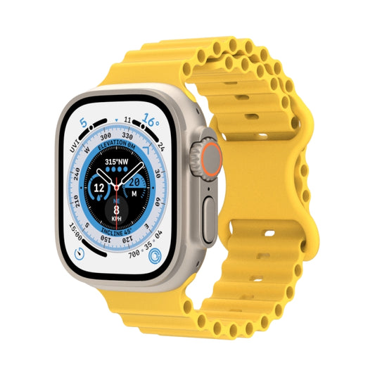 Ocean Style Silicone Watch Band For Apple Watch Ultra 49mm&Watch Ultra 2 49mm / Series 9&8&7 45mm / SE 3&SE 2&6&SE&5&4 44mm / 3&2&1 42mm(Yellow) by bashfashion