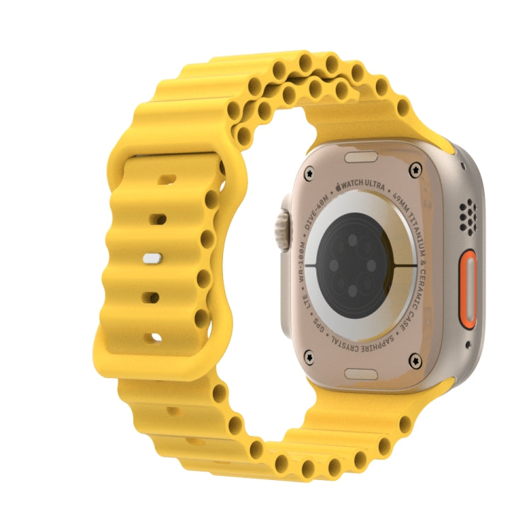 Ocean Style Silicone Watch Band For Apple Watch Ultra 49mm&Watch Ultra 2 49mm / Series 9&8&7 45mm / SE 3&SE 2&6&SE&5&4 44mm / 3&2&1 42mm(Yellow) by bashfashion