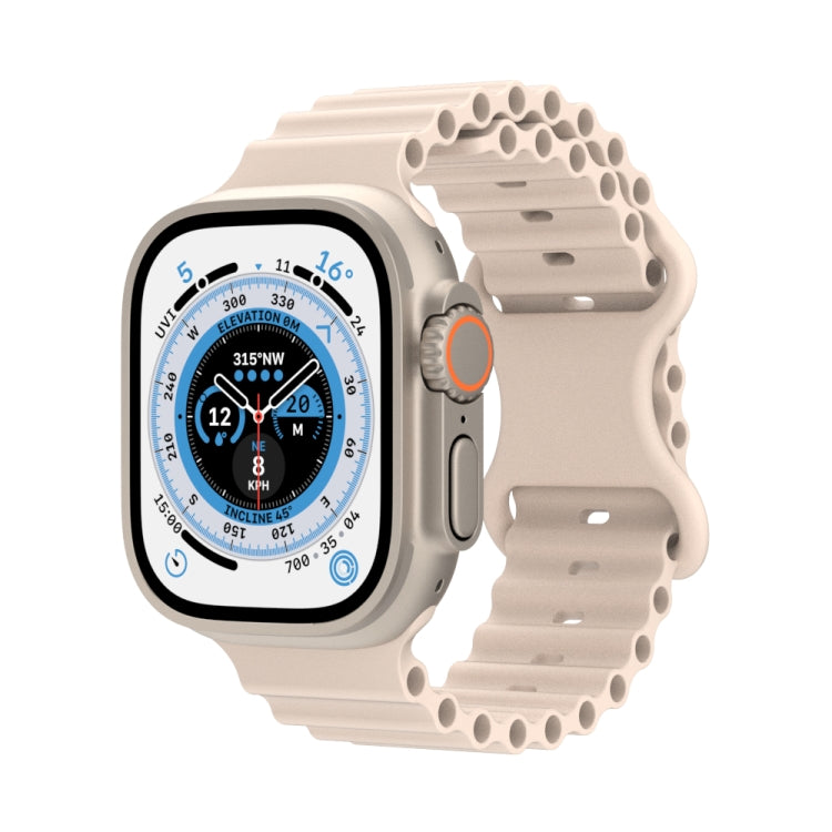 Ocean Style Silicone Watch Band For Apple Watch Ultra 49mm&Watch Ultra 2 49mm / Series 9&8&7 45mm / SE 3&SE 2&6&SE&5&4 44mm / 3&2&1 42mm(Starlight) by bashfashion