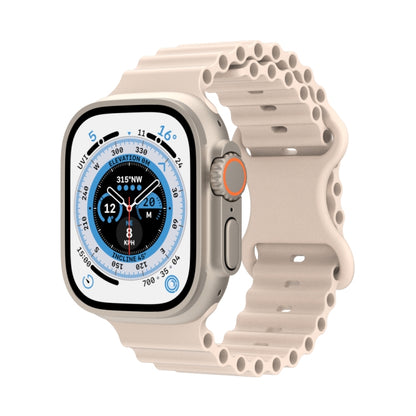 Ocean Style Silicone Watch Band For Apple Watch Ultra 49mm&Watch Ultra 2 49mm / Series 9&8&7 45mm / SE 3&SE 2&6&SE&5&4 44mm / 3&2&1 42mm(Starlight) by bashfashion