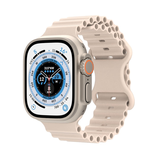 Ocean Style Silicone Watch Band For Apple Watch Ultra 49mm&Watch Ultra 2 49mm / Series 9&8&7 45mm / SE 3&SE 2&6&SE&5&4 44mm / 3&2&1 42mm(Starlight) by bashfashion