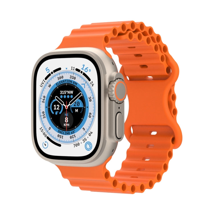 Ocean Style Silicone Watch Band For Apple Watch Ultra 49mm&Watch Ultra 2 49mm / Series 9&8&7 45mm / SE 3&SE 2&6&SE&5&4 44mm / 3&2&1 42mm(Orange) by bashfashion