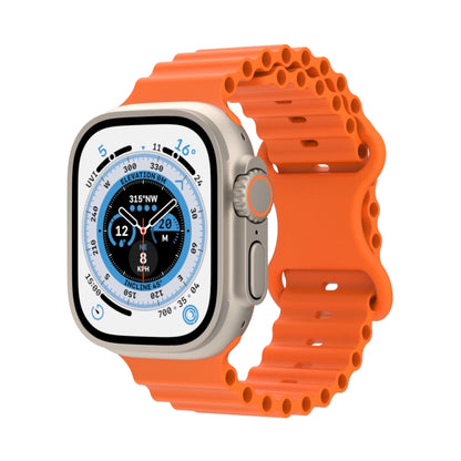Ocean Style Silicone Watch Band For Apple Watch Ultra 49mm&Watch Ultra 2 49mm / Series 9&8&7 45mm / SE 3&SE 2&6&SE&5&4 44mm / 3&2&1 42mm(Orange) by bashfashion