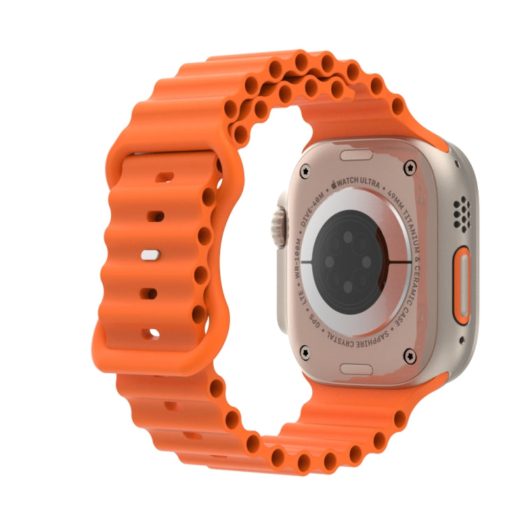 Ocean Style Silicone Watch Band For Apple Watch Ultra 49mm&Watch Ultra 2 49mm / Series 9&8&7 45mm / SE 3&SE 2&6&SE&5&4 44mm / 3&2&1 42mm(Orange) by bashfashion