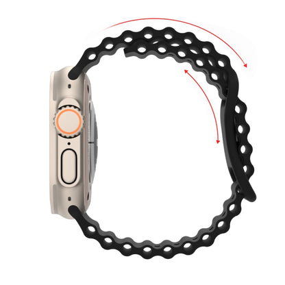 Ocean Style Silicone Watch Band For Apple Watch Ultra 49mm&Watch Ultra 2 49mm / Series 9&8&7 45mm / SE 3&SE 2&6&SE&5&4 44mm / 3&2&1 42mm(Starlight) by bashfashion