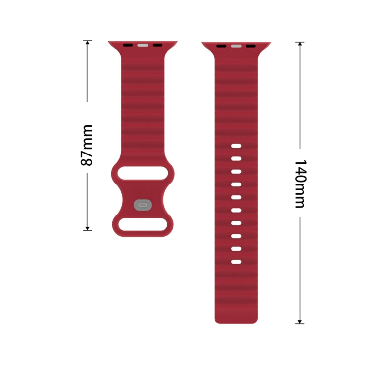 Ocean Style Silicone Watch Band For Apple Watch Ultra 49mm&Watch Ultra 2 49mm / Series 9&8&7 45mm / SE 3&SE 2&6&SE&5&4 44mm / 3&2&1 42mm(Red) by bashfashion