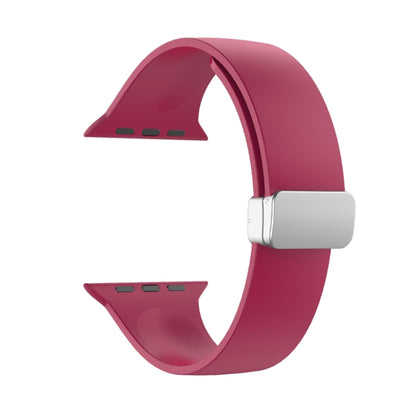 Folding Buckle Silicone Watch Band For Apple Watch Ultra 49mm(Wine Red) by bashfashion
