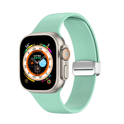 Folding Buckle Silicone Watch Band For Apple Watch Ultra 49mm(Light Green) by bashfashion
