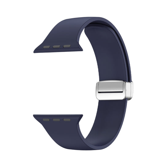Folding Buckle Silicone Watch Band For Apple Watch Ultra 49mm(Dark Blue) by bashfashion