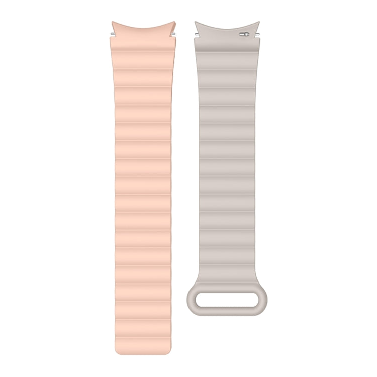 22mm For Samsung Galaxy Watch5 Silicone Magnetic Watch Band(Pink+Beige) by bashfashion