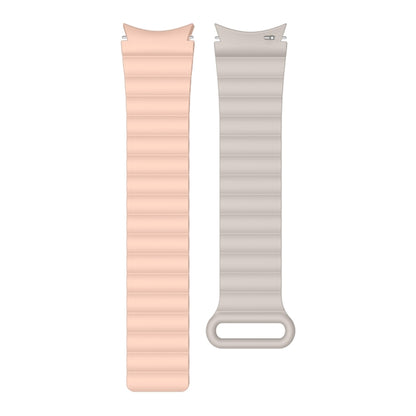 22mm For Samsung Galaxy Watch5 Silicone Magnetic Watch Band(Pink+Beige) by bashfashion