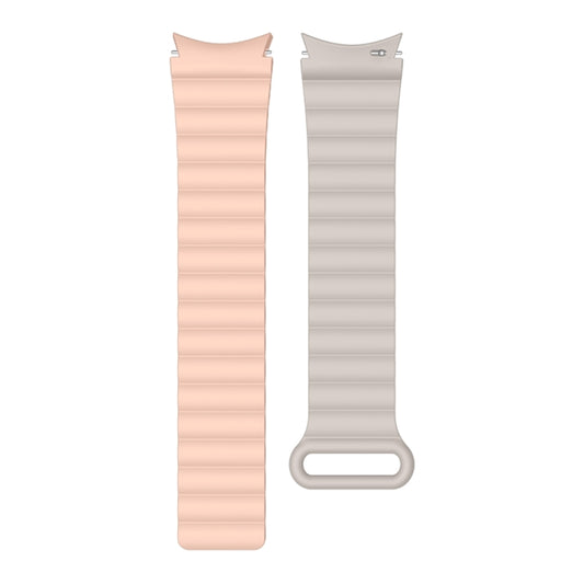 22mm For Samsung Galaxy Watch5 Silicone Magnetic Watch Band(Pink+Beige) by bashfashion