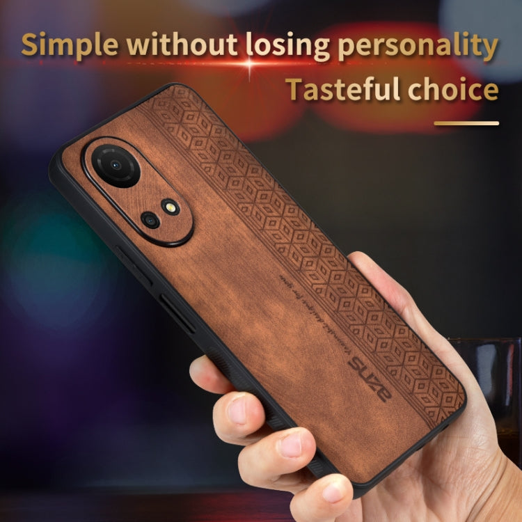 For Honor Play 30 Plus AZNS 3D Embossed Skin Feel Phone Case(Brown) by AZNS