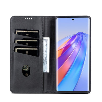 For Honor X40 AZNS Magnetic Calf Texture Leather Phone Case(Black) by AZNS