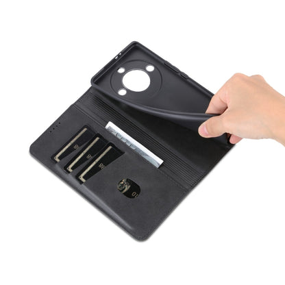 For Honor X40 AZNS Magnetic Calf Texture Leather Phone Case(Black) by AZNS