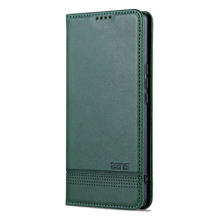 For Honor X40 AZNS Magnetic Calf Texture Leather Phone Case(Dark Green) by AZNS