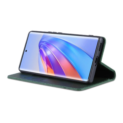 For Honor X40 AZNS Magnetic Calf Texture Leather Phone Case(Dark Green) by AZNS