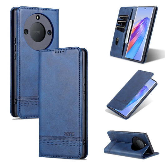 For Honor X40 AZNS Magnetic Calf Texture Leather Phone Case(Dark Blue) by AZNS