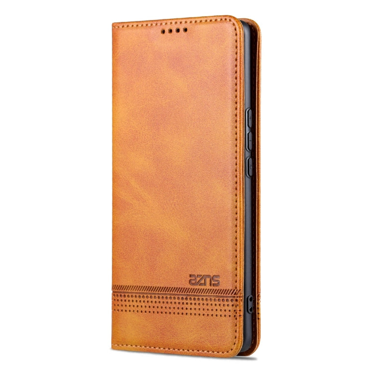 For Honor X40 AZNS Magnetic Calf Texture Leather Phone Case(Light Brown) by AZNS