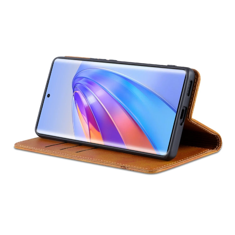 For Honor X40 AZNS Magnetic Calf Texture Leather Phone Case(Light Brown) by AZNS