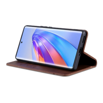 For Honor X40 AZNS Magnetic Calf Texture Leather Phone Case(Dark Brown) by AZNS