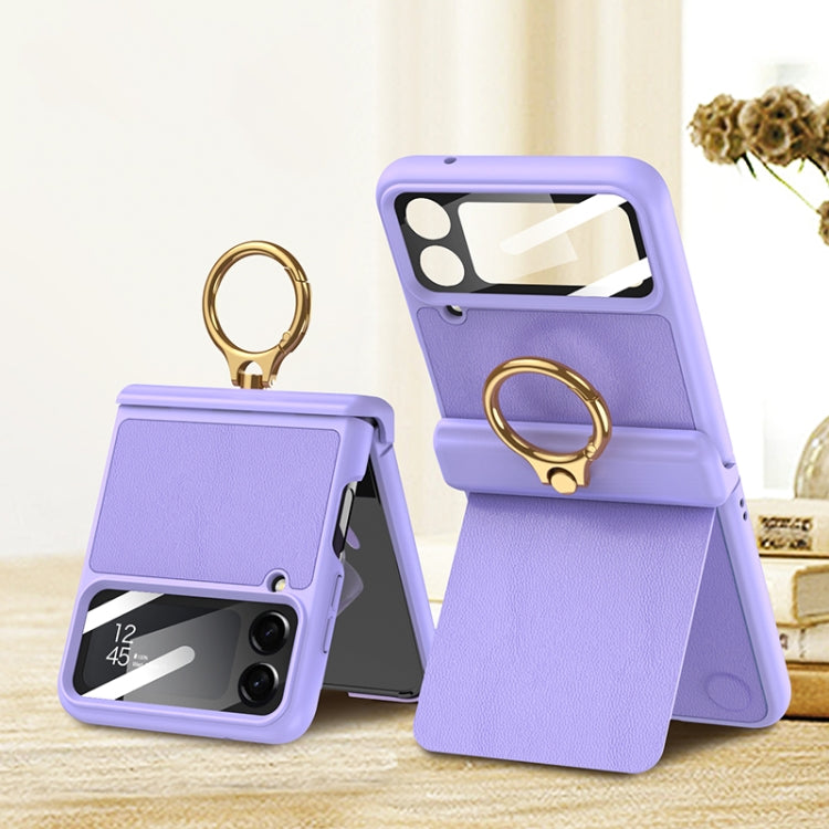 For Samsung Galaxy Z Flip4 GKK Magnetic Fold Hinge Full Coverage Phone Case with Ring Holder(Purple) by GKK