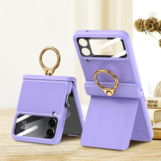 For Samsung Galaxy Z Flip4 GKK Magnetic Fold Hinge Full Coverage Phone Case with Ring Holder(Purple) by GKK