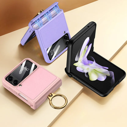 For Samsung Galaxy Z Flip4 GKK Magnetic Fold Hinge Full Coverage Phone Case with Ring Holder(Purple) by GKK