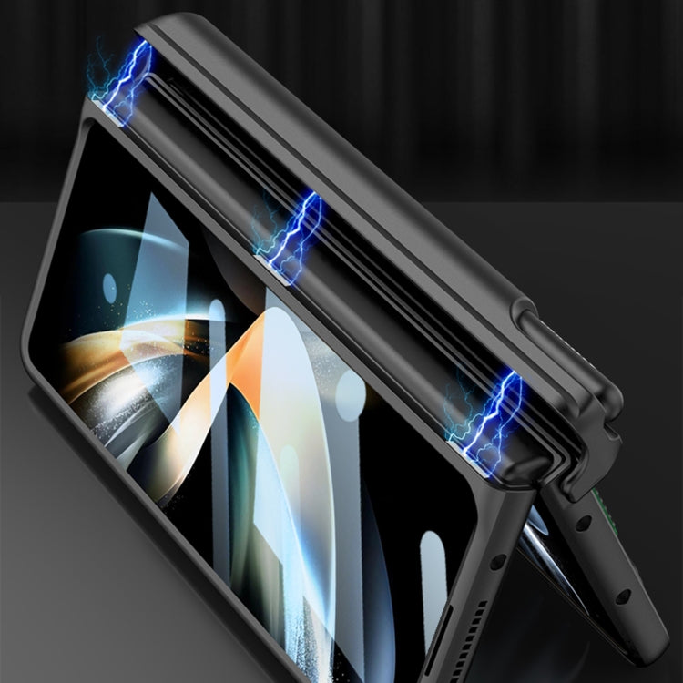 For Samsung Galaxy Z Fold4 GKK Magnetic Fold Hinge Shockproof Phone Case with Wrist Strap(Gold) by GKK