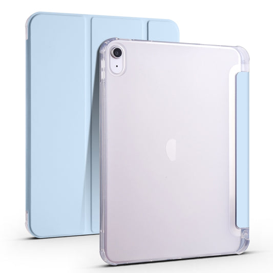 For iPad 2025 / 2022 Four-corner Airbag Shockproof Three-fold Tablet Leather Case (Ice Blue) by bashfashion