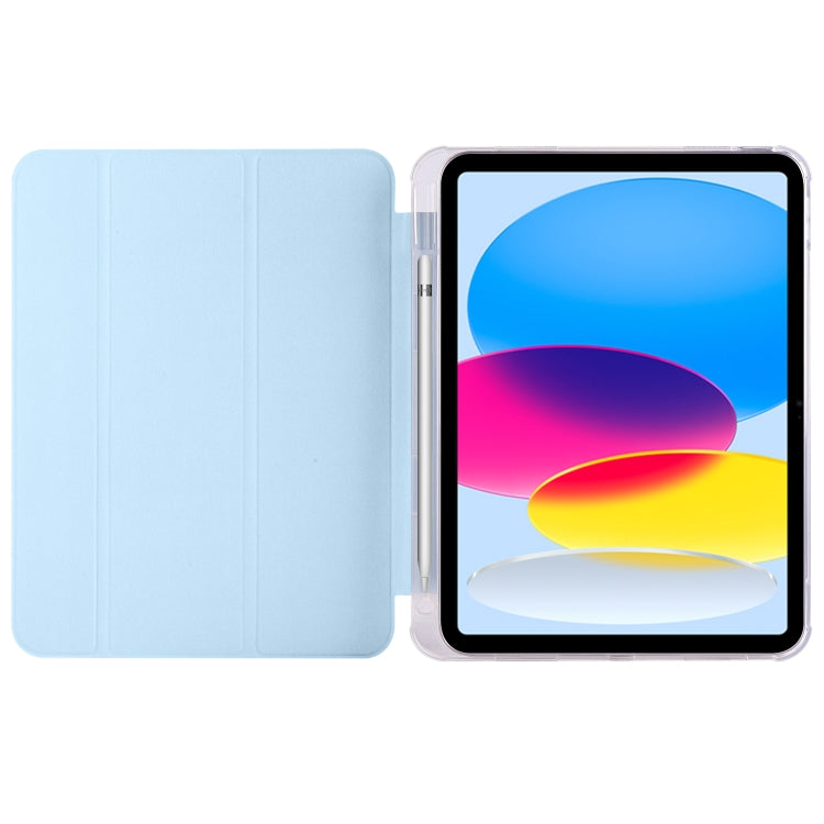 For iPad 2025 / 2022 Four-corner Airbag Shockproof Three-fold Tablet Leather Case (Ice Blue) by bashfashion