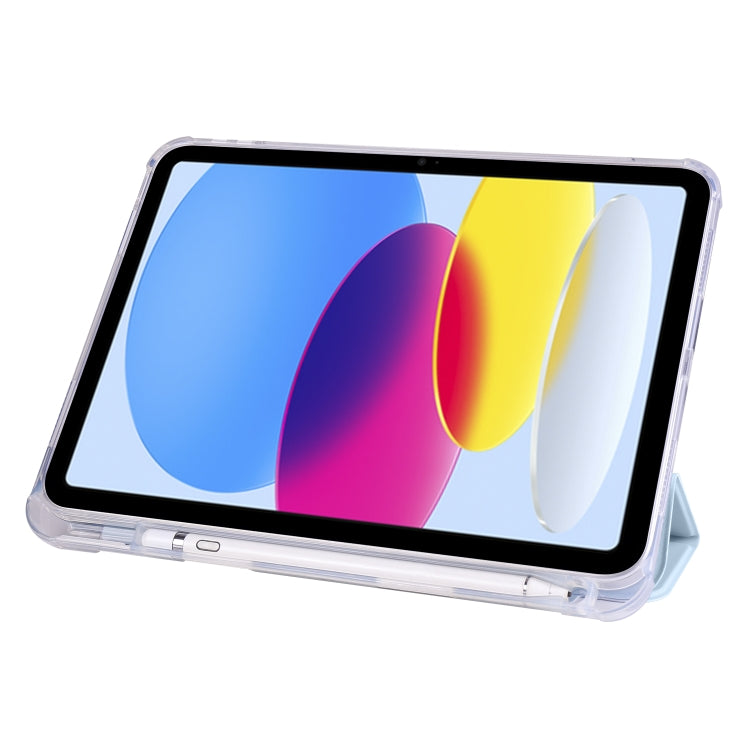 For iPad 2025 / 2022 Four-corner Airbag Shockproof Three-fold Tablet Leather Case (Ice Blue) by bashfashion