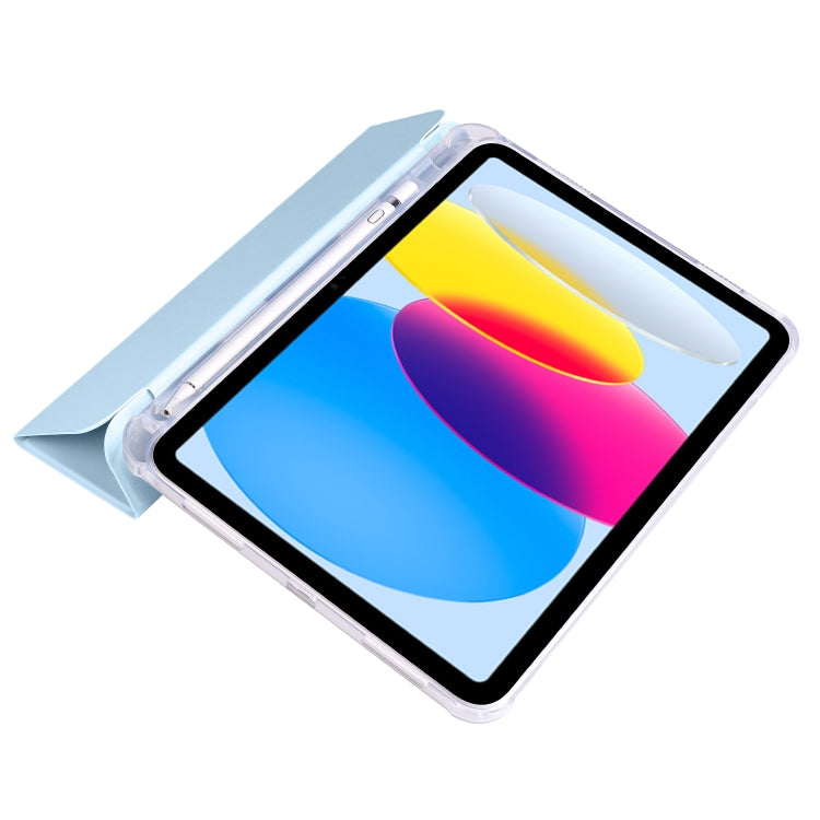 For iPad 2025 / 2022 Four-corner Airbag Shockproof Three-fold Tablet Leather Case (Ice Blue) by bashfashion