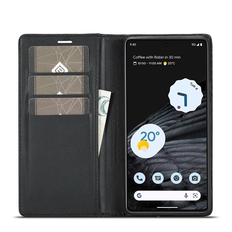 For Google Pixel 7 Pro LC.IMEEKE Carbon Fiber PU + TPU Leather Case(Vertical Black) by LC.IMEEKE