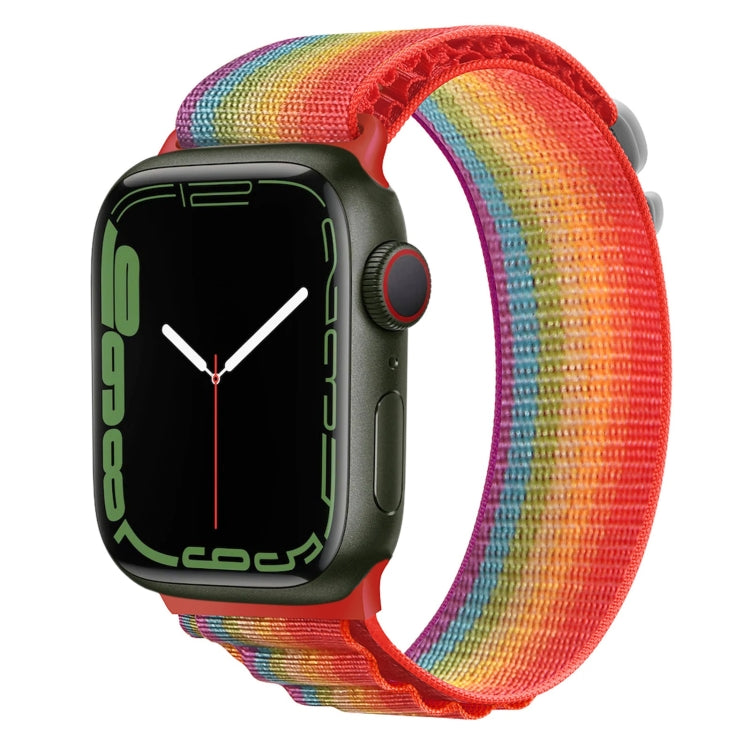 Silver Buckle Nylon Watch Band For Apple Watch Series 8&7 41mm / SE 2&6&SE&5&4 40mm / 3&2&1 38mm(Rainbow) by bashfashion