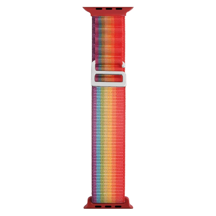 Silver Buckle Nylon Watch Band For Apple Watch Series 8&7 41mm / SE 2&6&SE&5&4 40mm / 3&2&1 38mm(Rainbow) by bashfashion