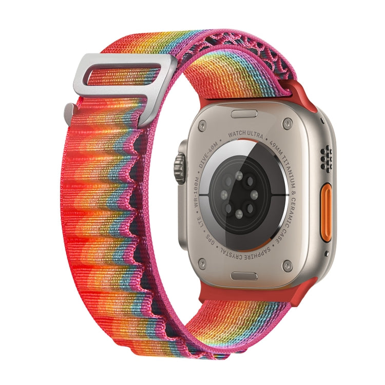Silver Buckle Nylon Watch Band For Apple Watch Series 8&7 41mm / SE 2&6&SE&5&4 40mm / 3&2&1 38mm(Rainbow) by bashfashion