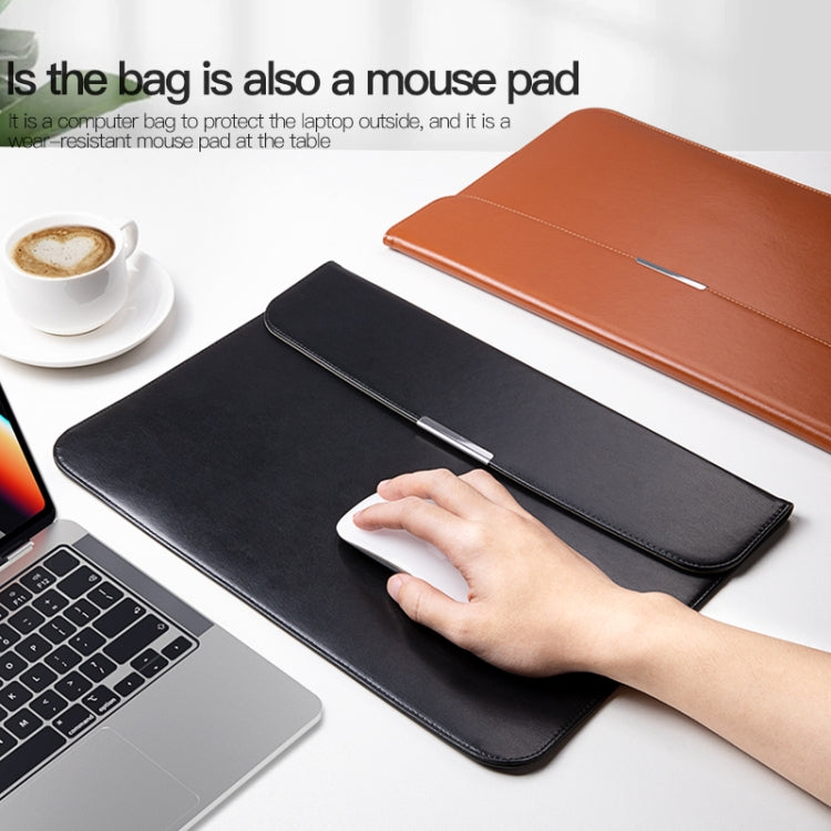 For 13.3 / 13.6 / 14 inch Laptop Ultra-thin PU Leather Laptop Sleeve(Brown) by bashfashion
