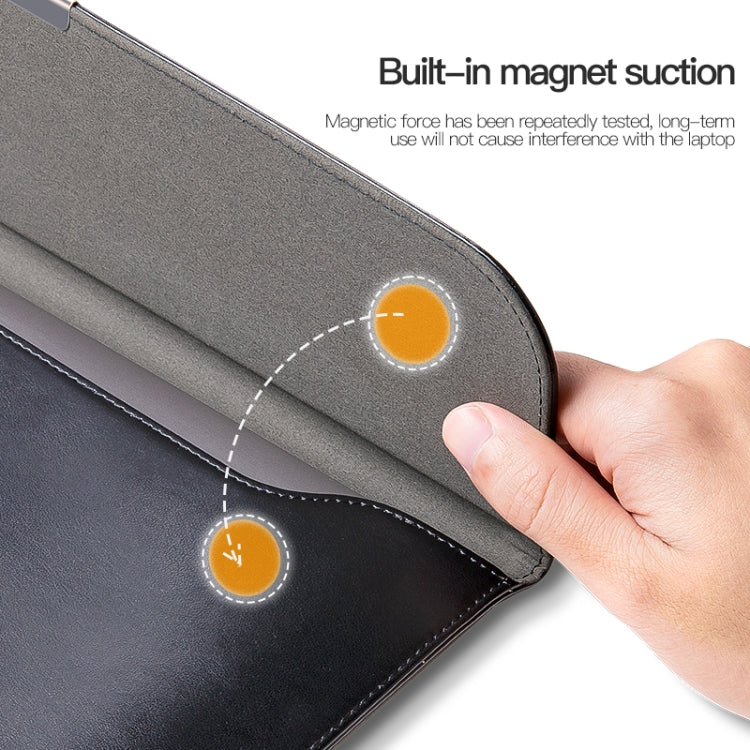 For 13.3 / 13.6 / 14 inch Laptop Ultra-thin PU Leather Laptop Sleeve(Black) by bashfashion