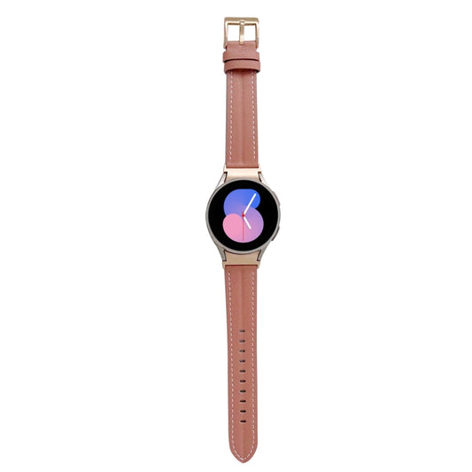 For Samsung Galaxy Watch5 40mm / 44mm Grooved Genuine Leather Watch Band(Dark Pink) by bashfashion