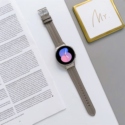 For Samsung Galaxy Watch5 40mm / 44mm Grooved Genuine Leather Watch Band(Dark Grey) by bashfashion