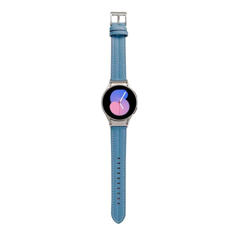 For Samsung Galaxy Watch5 40mm / 44mm Grooved Genuine Leather Watch Band(Blue) by bashfashion