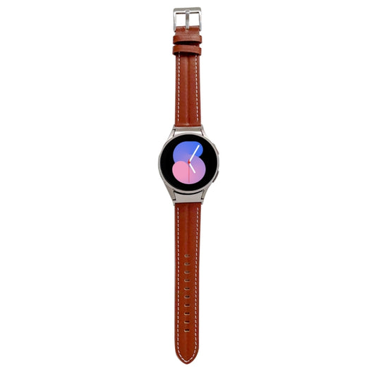 For Samsung Galaxy Watch5 40mm / 44mm Grooved Genuine Leather Watch Band(Brown) by bashfashion