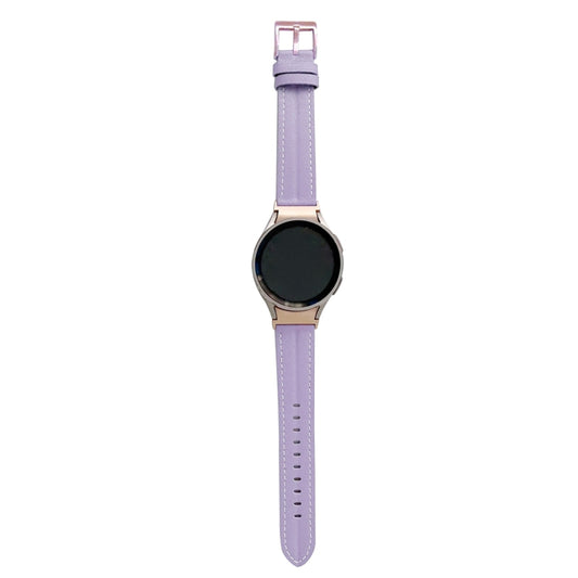 For Samsung Galaxy Watch5 40mm / 44mm Grooved Genuine Leather Watch Band(Purple) by bashfashion