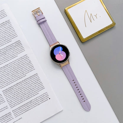 For Samsung Galaxy Watch5 40mm / 44mm Grooved Genuine Leather Watch Band(Purple) by bashfashion